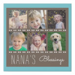Nana&#39;s Blessings Photo Collage | Brown And Teal Faux Canvas Print at Zazzle