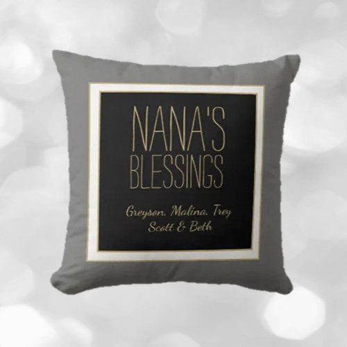 Nanas blessings with grandkids names pillow