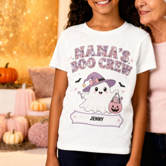 Nana's Boo Crew Grandchild Name Ghost Halloween  T-Shirt