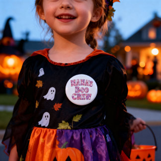 Nana's Boo Crew Trick or Treat Halloween Ghost Button