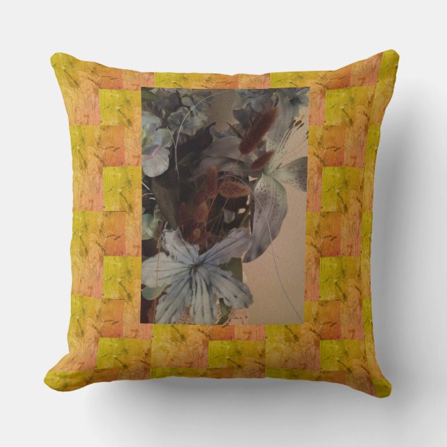 Nana's Hearts  Framed Flowers Throw Pillow (Front)