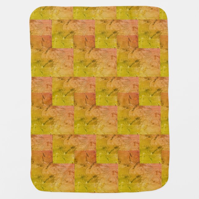 Nana's Hearts  (Pink & Yellow)   Baby Blanket (Front)