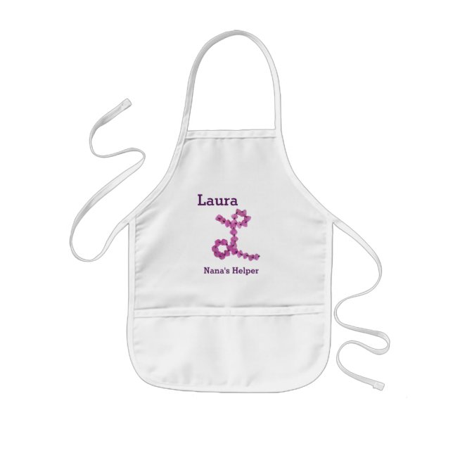 Nanas Helper Pink Flower Letter L Floral Monogram Kids' Apron (Front)