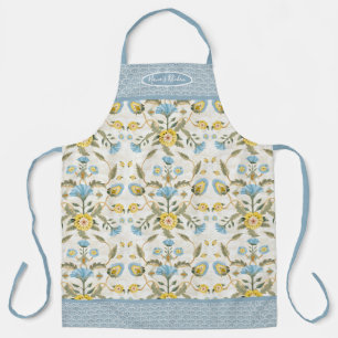 Nanas Kitchen Blue n Yellow Vintage Floral Scallop Apron