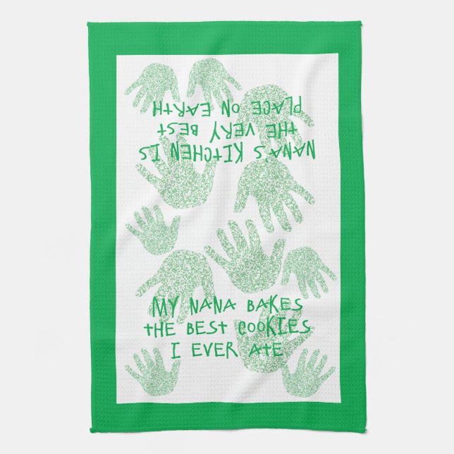 Nana's kitchen Green Grandmother gift Towel (Vertical)