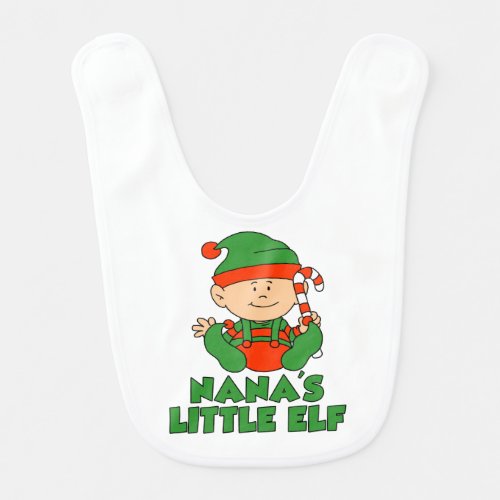 Nanas Little Elf Grandchild Christmas Baby Bib