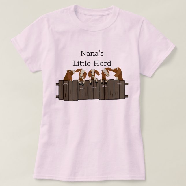 Nanas Little Goat  Herd 5 Goats T-Shirt (Design Front)