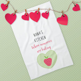 Nana's Strawberry Heart Memories Kitchen Towel