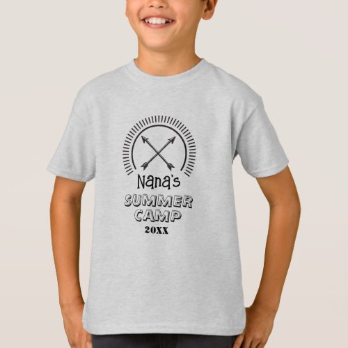 Nanas Summer Camp for Kids with Arrows and Sun T_Shirt