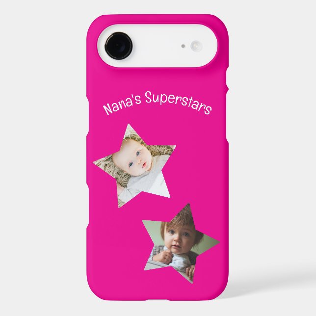 Nana's Superstars Personalized Two Photo Text Case-Mate iPhone Case (Back)