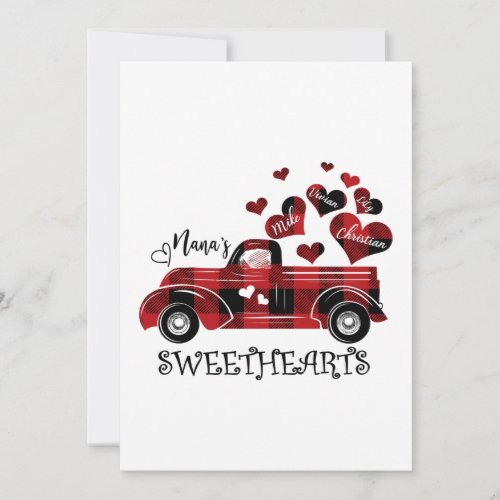 Nanas Sweethearts Red Buffalo Plaid Truck Heart Thank You Card