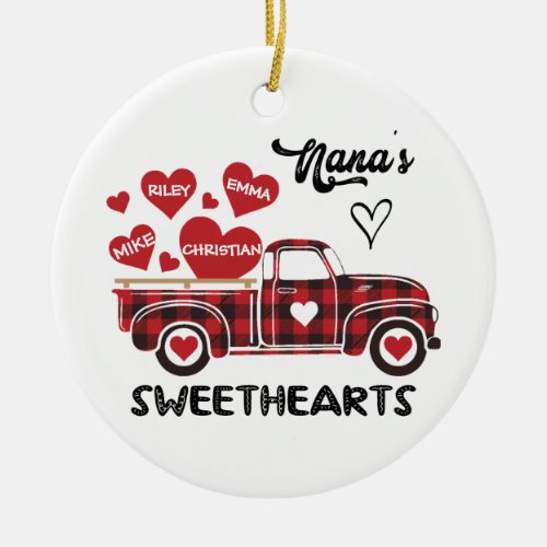 Nanas Sweethearts Truck Personalized Grandma Ceramic Ornament