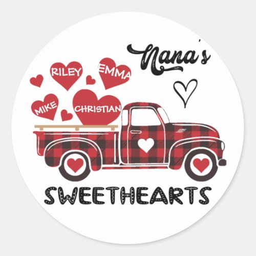 Nanas Sweethearts Truck Personalized Grandma Classic Round Sticker