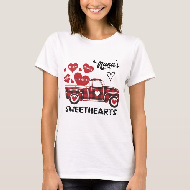 Nana's Sweethearts Truck Personalized Grandma T-Shirt (Front)