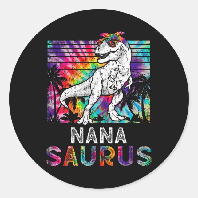 Nanasaurus Dinosaur Nana Saurus Family Matching Ti Classic Round Sticker (Front)