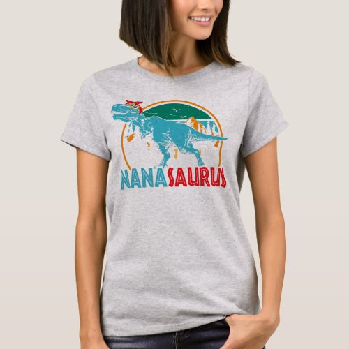 Nanasaurus T rex Dinosaur Funny Mothers Day  T_Shirt