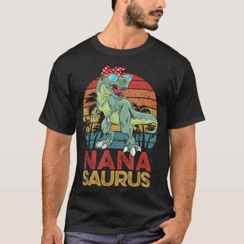 Nanasaurus T Rex Dinosaur Funny Vintage Nana Sauru T_Shirt