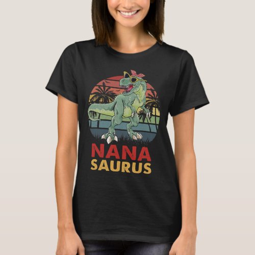 nanasaurus t_rex dinosaur nana saurus family match T_Shirt