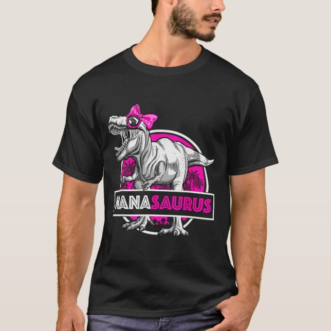 Nanasaurus T-rex Matching Funny Grandma Saurus Din T-Shirt (Front)