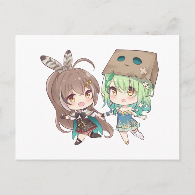 Nanashi Mumei (七詩ムメイ) and Ceres Fauna (セレス・ファウナ) Announcement Postcard (Front)