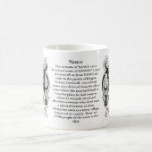 Nance, the Origin, the Meaning and the Crest on a Coffee Mug (Center)