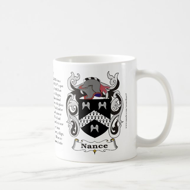 Nance, the Origin, the Meaning and the Crest on a Coffee Mug (Right)