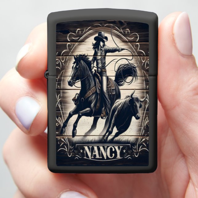 Nancy Cowgirl's Rodeo Ride Zippo Lighter (In Hand)