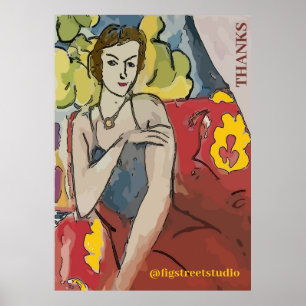 Nancy In Red Chair, THANKS, add text Poster