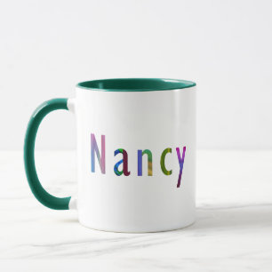 "Nancy" Name in Vivid Spring Colored Lettering Art Mug