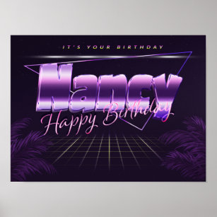 Nancy Name Vorname lila retro Poster Geburtstag