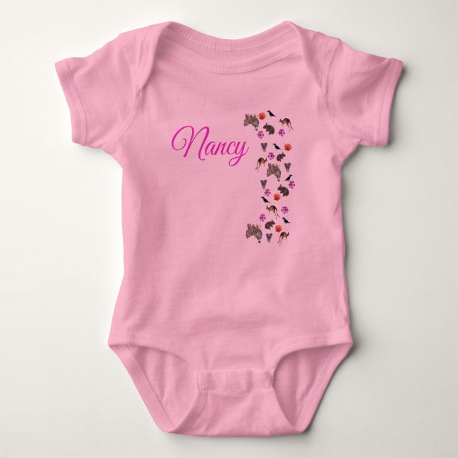 Nancy, Name,  With Australian Wildlife, Baby Bodys Baby Bodysuit (Front)