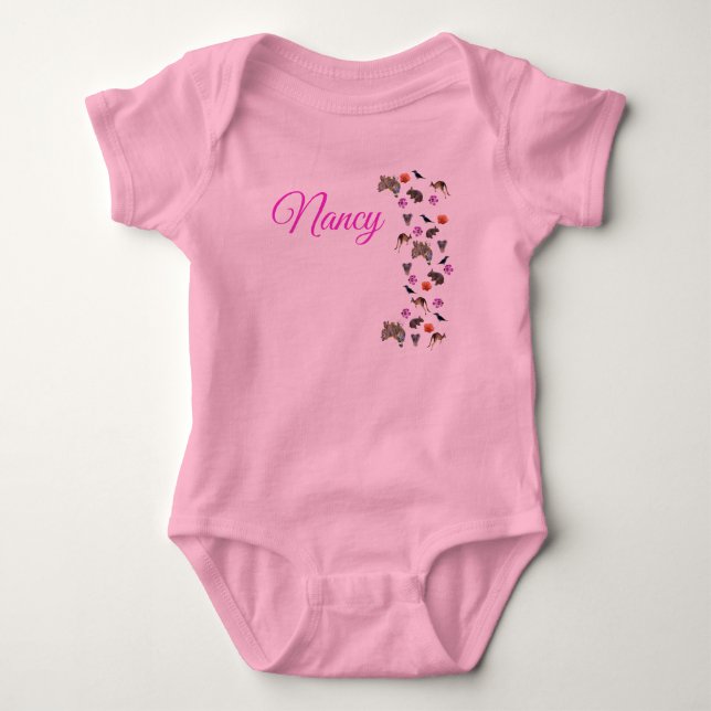 Nancy, Name,  With Australian Wildlife, Baby Bodys Bodysuit (Front)