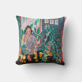 Nancy on Cell Phone Abstract Throw Pillow