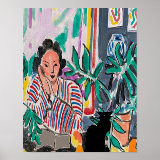 Nancy on Cell Phone & Cat, add text, Poster (Front)