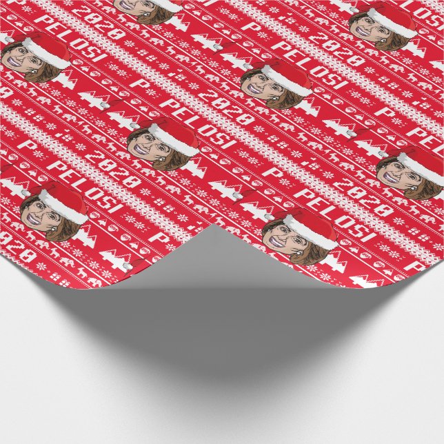 Nancy Pelosi 2020 Ugly Christmas Wrapping Paper (Corner)