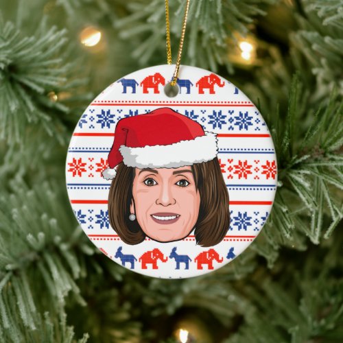 Nancy Pelosi Christmas Ceramic Ornament