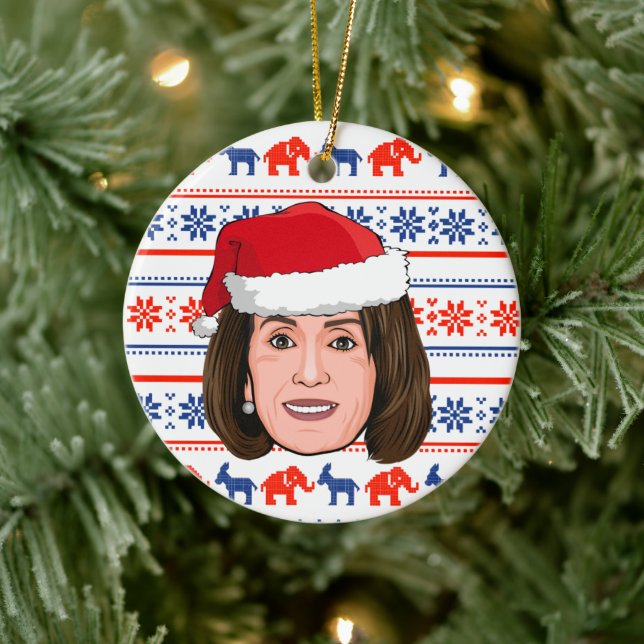 Nancy Pelosi Christmas Ceramic Ornament (Tree)