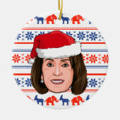Nancy Pelosi Christmas Ceramic Ornament (Front)