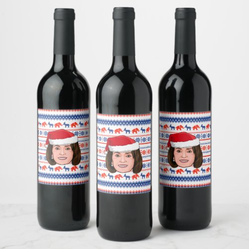 Nancy Pelosi Christmas Wine Label
