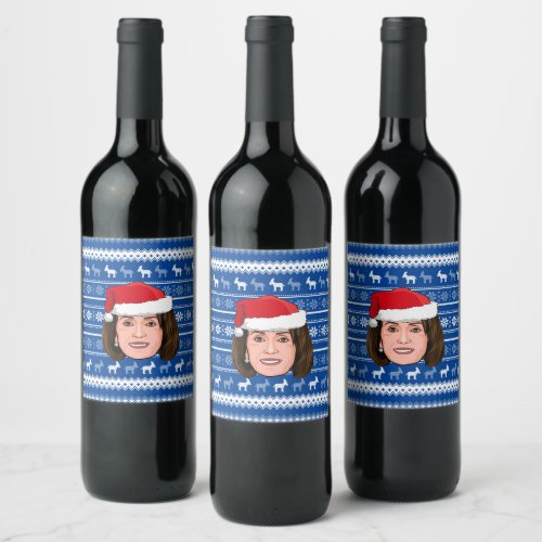 NANCY PELOSI Christmas Wine Label