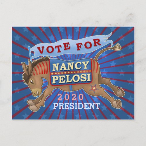 Nancy Pelosi for President 2020 Democrat Donkey Postcard