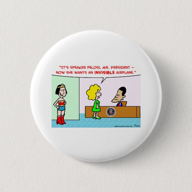 nancy pelosi obama invisible airplane button (Front)