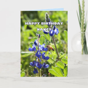Nancy Texas Bluebonnet Happy Birthday Card