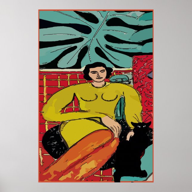 Nancy with cat and ferns Poster (Front)