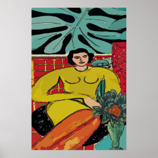 Nancy with Red Rose Poster