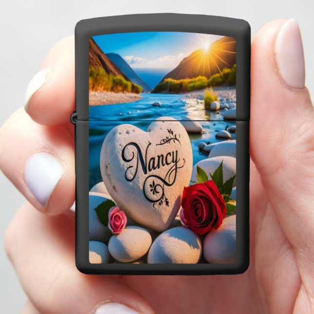 Nancy's Heart-Shaped Stone Zippo Lighter (In Hand)