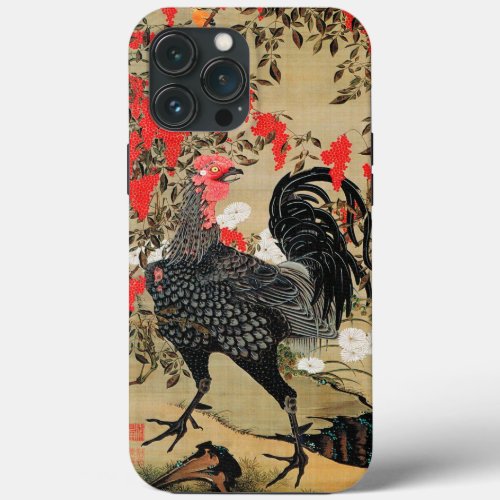 Nandina and Rooster Illustration by Ito Jakuchu iPhone 13 Pro Max Case