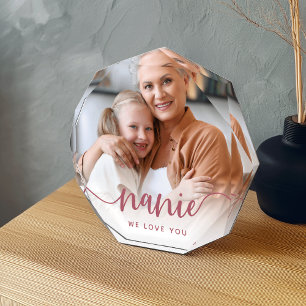 Nanie We Love You Grandma Script Overlay Photo Block