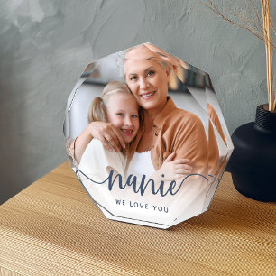 Nanie We Love You Grandma Script Overlay Photo Block