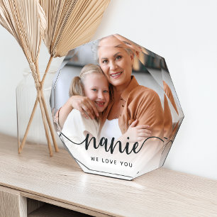 Nanie We Love You Grandma Script Overlay Photo Block
